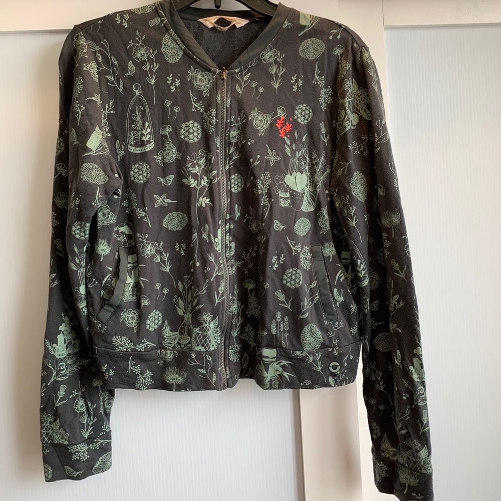 Bomber jacket succulent wildflower print